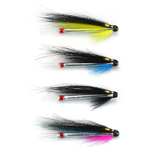 Tube Fly Elver Snake Salmon Fly Fishing Sea Trout Flies Plastic Tubes Selection(12-pack)